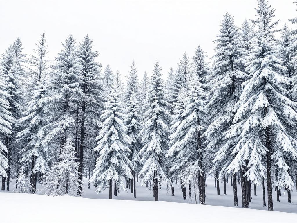 Snow covered pine forest